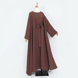 Abaya Marwah Rstore Gamis 2 in 1 Set Inner dan Outer Crinkle Airflow Premium Model Simple Mewah Lembut Dress Maxi Muslim Wanita Remaja Dewasa Casual
