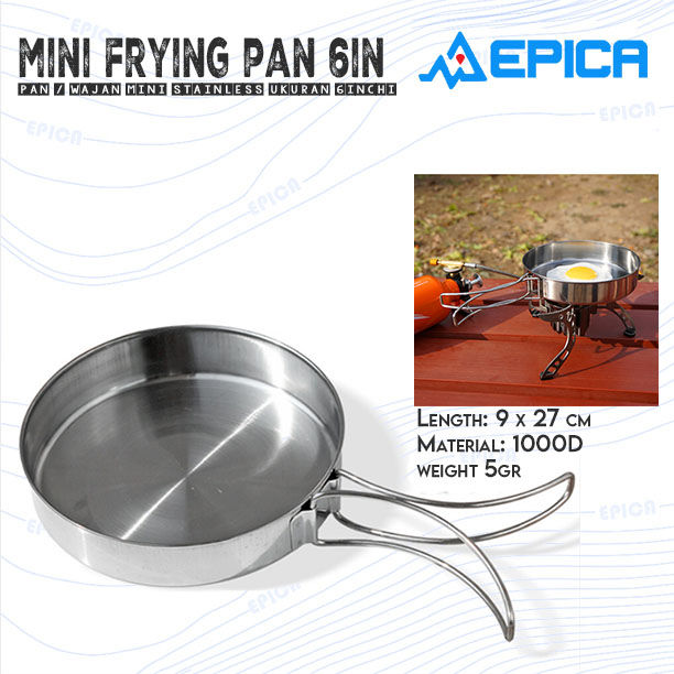 EPICA Mini Frying Pan 6 inchi Wajan Stainless Steel Cooking Set Outdoor ...