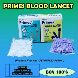 Primes Sterile Blood Lancets 28g /30g -FLAT / ROUND