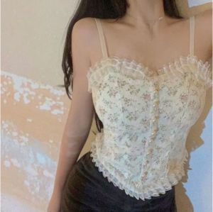 F-3156 สายเดี่ยวลูกไม้ สายเดี่ยวแฟชั่น สายเดี่ยวผ้าลูกไม้ ลูกไม้แฟชั่น สายเดี่ยววินเทจ