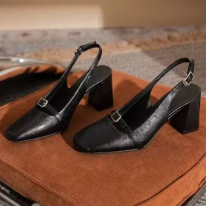 Womens French Square Toe Block Heel Casual Sandals 666