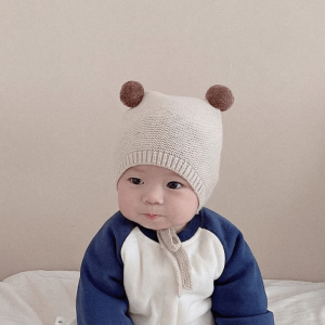 KECTTIO Warm Baby Knitted Hat Crochet Solid Color Woolen Hat Soft Ear Protection Toddler Beanies Cap Infant
