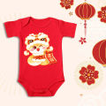 2025 Snake Year Cute Climbing Clothes CNY 福 Cartoon Design Pure Cotton Romper 吉祥 Baby Red Jumpsuit New Year Gift 新年快乐. 