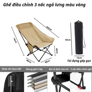 Ghế dã ngoại cắm trại 3 chế độ ngả lưng gấp gọn ghế nằm ngủ trưa văn phòng bệnh viện câu cá có túi đựng mang theo tiện lợi