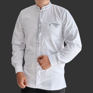 Baju Koko Putih Lengan Panjang Pria Dewasa Kemko Raitexs Hemko Muslim Seragam Santri Taqwa Katun Premium Terbaru