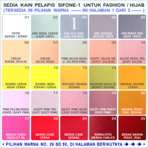 KAIN SIFON ( SIFON FINE / SIFONE / CHIFFONE ) WARNA POLOS Bahan Untuk HIJAB (Kerudung / Jilbab) dan Fashion Lainnya - (Harga Untuk Panjang Kain 0.5 Meter)   ( by kainmura / kainmurah / kainbagus / kainlaku ) - (59 WARNA)