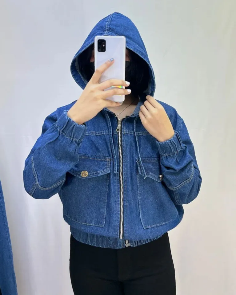 Jaket jeans crop top hotsell