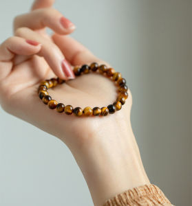 已开光 招财 天然黄虎眼石手链男女款黄虎睛石水晶情侣手链手串单圈饰品礼物 Fortune Natural Yellow Tiger Eye Stone Bracelet Mens and Womens Yellow Tiger Eye Crystal Couple Bracelet String Single Circle Jewelry Gift