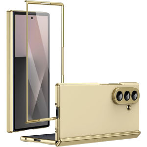 for Samsung Galaxy Z Fold 7 Case with Glass Screen Protector & Hinge ProtectiveAG Frosted Matte Hard PC Back Plating Bumper Anti-Fall Non-Slip Shockproof Phone Case for Z Fold 6 CaseZ Fold 5 CaseZ Fold 4 Case