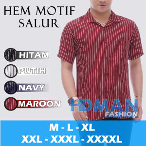 Kemeja Salur Kemeja Stripe Lengan Pendek Cowok Hem Salur Hem Stripe Baju M L XL XXL 3XL 4XL