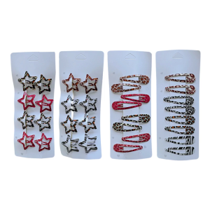 Star Shaped Snap Clip Water Drop Metal Hairpins 8 Pieces Set Animal Print Hair Barrettes For Almost All Hairstyles