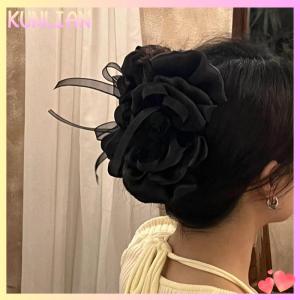 [KUNLIAN] Sweet Fashion Rose Bow Hair Clip For Women Girls Mesh Gentle Elegant Shark Clip Temperament Versatile Hair Accessories Gifts