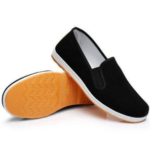Black Cloth Shoes For Men Casual Work Shoes Sports Hiking Thick-Soled MenS Shoes Driving Shoes