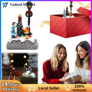Resin Christmas House Decor with Light for Holiday Home Decoration