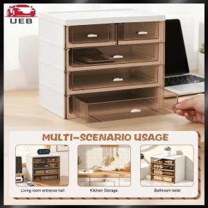 [UEB AUTO]4 Tier Stackable Desktop Storage Drawers W/ 5 Drawers Stackable Desk Storage Box for Desk Office School Home