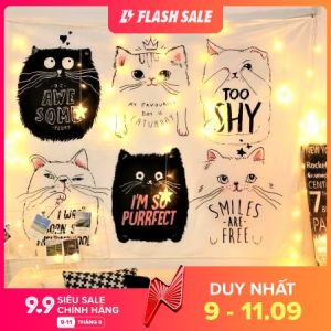 [ Thảm+ Đèn + Móc ] Thảm treo tường vải treo tường  Size 150x130cm  Decor phòng ngủ cute tặng phụ kiện