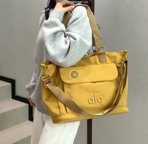 Snap Front Pocket Nylon Work Tote Bag Jacquard Logo Wide Handles Detachable Cross Strap Six Solid Shades Laptop Gym Commute Shoulder Bag