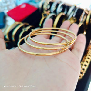 SÉT "3 CHIẾC" VÒNG TAY TITAN MẠ VÀNG TRÒN TRƠN KHÔNG KHÓA