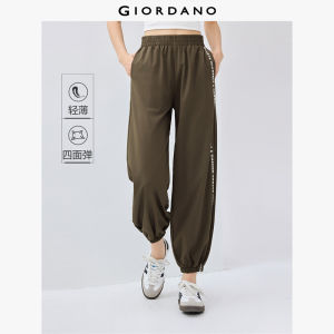 GIORDANO Nữ Quần Jogger Co Giãn 4 Chiều In Chữ Quần Jogger Nhẹ Co Giãn Túi Thời Trang Quần Jogger Free Shipping 13414322