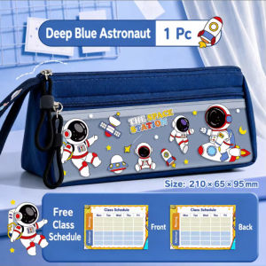 Aoduoyaya Canvas Pencil Case Multifunctional Double Layer Large Capacity Portable Bag for Primary School Students