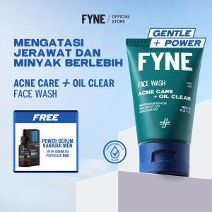 FYNE [SPECIAL END YEAR SALE : ATASI JERAWAT BEBAS MINYAK BERLEBIH]  Pria Acne Care + Oil Clear 100ml  Face Wash Gentle - Sabun Cuci Wajah Pria Membantu Melawan Jerawat dan Membersihkan Noda Hitam dengan Mediterranean Red Algae dan Nano Salicylic Acid