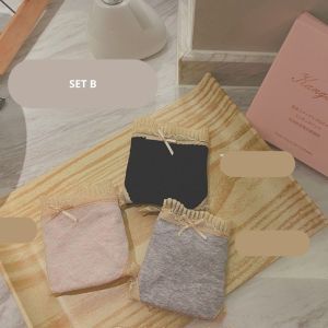 DROPASIST 1292 Women 3 In 1 Pieces Seamless Antibacterial Underwear Panties Lingerie Mid Waist Wanita Seluar Dalam