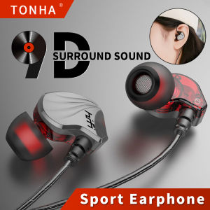 TONHA S2000 9D Surround Sound Bass Earphones IPX5 Waterproof Sweat-proof Sport Headset Noise Cancellation Earbuds In ear Earphone With Mic 3.5mm Plug Headphone Gaming Headset For Samsung /Xiaomi/ Huawei /Oppo/Vivo etc