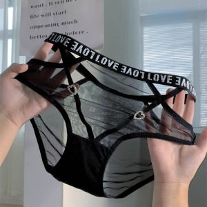 DOI4RE กลางเอว กางเกงชั้นในลายลูกไม้ เป้าผ้าฝ้ายเป้า กางเกงชั้นในขาสั้น กางเกงชั้นในสุดเซ็กซี่ ภาษาฝรั่งเศสคำ โปร่งใสโปร่งใส กางเกงในลายตัวอักษร สาวๆ