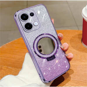 Soft Case Oppo Reno 13 5G 13F 4G 5G 12F 4G 5G 12 5G 12 Pro 5G 10 10 Pro 7 8 4G Luxury Gliter Premium TPU Ring Holder Mirror