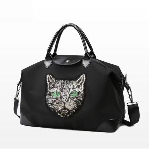 BJ66056 - BLACK/BEIGE TAS SHOULDER MOTIF KUCING JINJING BAHU SLEMPANG HANDBAG TAS WANITA FASHION IMPORT MODIS ELEGAN TERMURAH TERLARIS TERBARU BAGSTORE JAKARTA TAS BATAM ZCJ6056