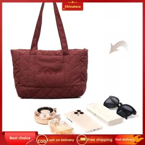 [Chinatera Malll] Large Capacity Quilted Shoulder Bags Trendy Underarm Bag for Women Ladies Travel Work Shopping Daily