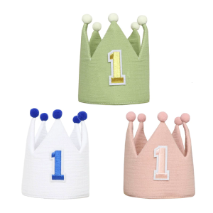 1 tuổi tiệc sinh nhật vương miện Mũ mềm mại & da thân thiện với bông vương miện mũ có thể điều chỉnh bé vương miện mũ cho bé trai & bé gái
