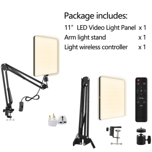Video light panel LED fill light dual color adjustment color temperature studio light with bracket tripod remote control