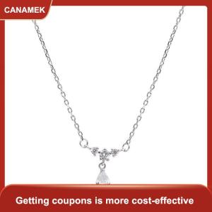 【CANAMEK 】 Fashion Water Drop Pendant Necklace Clavicle Chain Women Trendy Simple Tiny Rhinestone Jewelry Temperament Party Wedding Gift