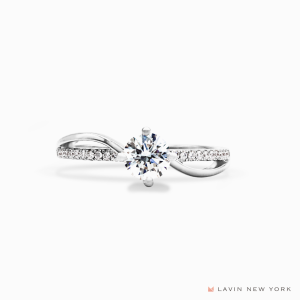 Lavin New York IGI Lab-Grown Diamond Spilt Shank Pave Engagement Ring in 750/18K White Gold - Tia