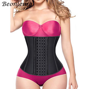 Latex Waist Trainer 9 Steel Bone WomenS Binders And Shapers Slimming Sheath Flat Belly Colombian Girdles Sculpting Body
