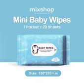 Mixshop Mini Baby Wipes 20s | Extra Soft & Thick | Gentle for Baby Skin | Viscose Material | Pocket Size