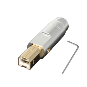 USB B-Type Square Port Gold-Plated Plug Connector Shell 6mm Hole Aluminum Alloy for Reliable USB Cable Repairs