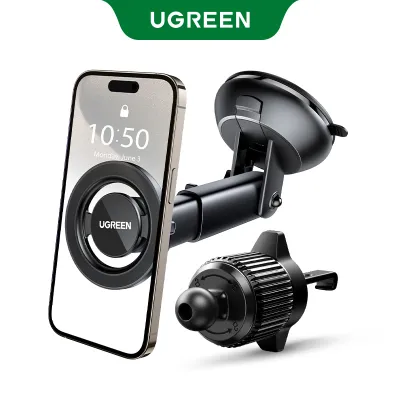 UGREEN 2 in 1 Car Windscreen Holder Dashboard Holder Center Console MagSafe Magnetic Bracket Combination Suction Cup with Straight Hook with Magnetic Head Car Mount
