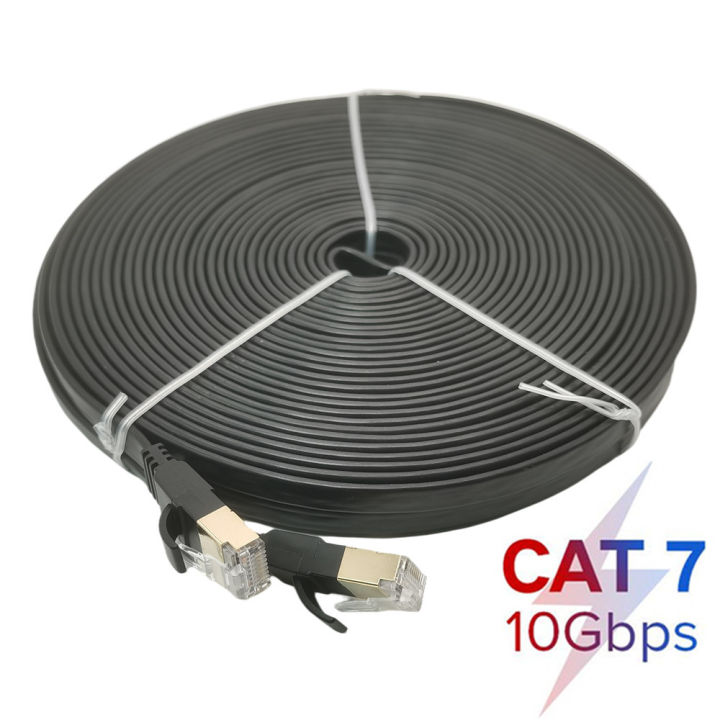 RJ45 Cat7 Lan [ 5 - 30m ] STP RJ 45 Flat Network Patch Cord Cable