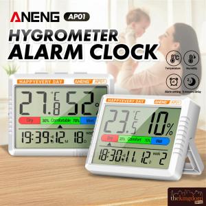 Aneng AP01 Thermometer Hygrometer Alarm Clock Black Alat Ukur Suhu Cek Kelembaban Tes Kelembapan Ruangan Lembab Thermo Termometer AP 01 Higrometer