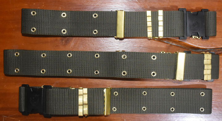 MILITARY MEN PISTOL BELT (BRASS) FATIGUE WITH AFP LOGO SUSPENDER