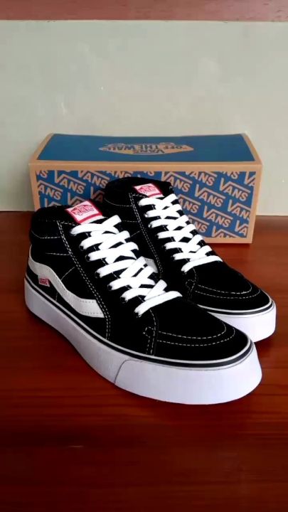 sepatu sneakers vans sk8 high black white vans sk8 premium tinggi