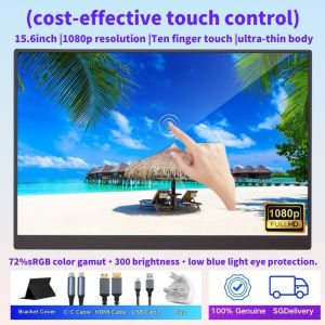 【Free Gift】Portable Monitor 1920*1080P FHD For Laptop Extender Stand Speaker Phone Switch