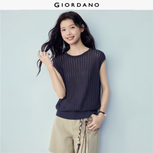 Giordano Beau Monde Women Openwork ribbed knit vest Free Shipping 13356260