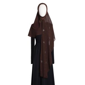 Jifang Shiny Starry Rhinestones Bow Knot Plain Chiffon Instant Hijab Muslim Hijab Tudung WC114