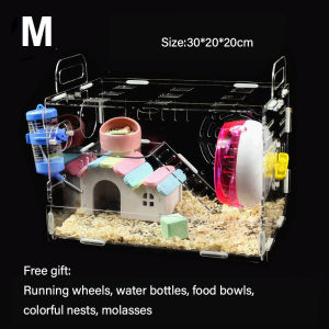 Acrylic Hamster Cage with AccessoriesMulti Layer Hamster House with Full Transparent Viewing for Pet Mice Hamster Habitat for Dwarf Hamster Gerbils