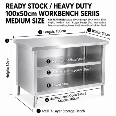 YOYO 304 Stainless Steel Market Vendor Table | Commercial Utility Table |Waterproof Scratch-Resistant Table | Outdoor Stall Table | Easy to Clean