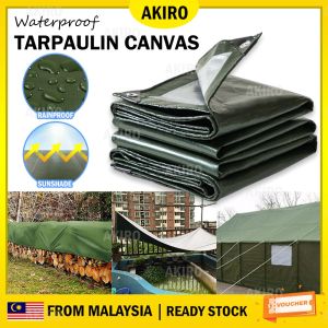 AKIRO HOME Car Tent Shading Camping Tarpaulin Canvas Waterproof Cover Outdoor Tarp Pools Garden Plant Sun Shade Awning Kanvas Hijau Tarpaulin 遮阳布