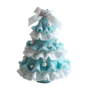 ชุดถักโครเชต์ต้นคริสต์มาสแบบทำมือ-ชุดตกแต่งวันหยุดทำด้วยมือชุดคริสต์มาสเริ่มต้นโบว์ประดับไข่มุกตกแต่งต้นคริสต์มาสปาร์ตี้คริสต์มาสชุดถักโครเชต์